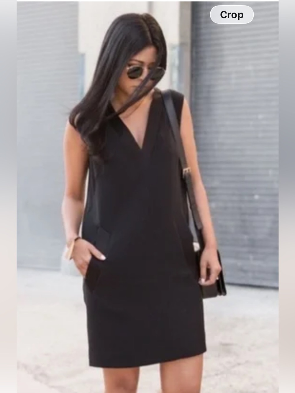 rag & bone phoebe Black V-Neck Shift Mini Dress